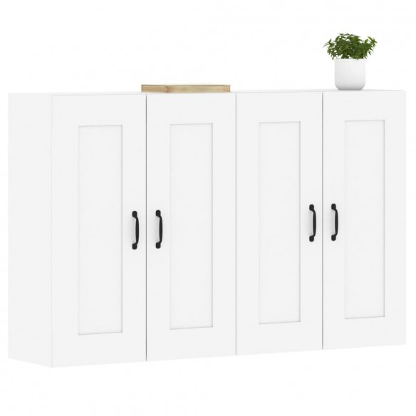 Armoires murales 2 pcs blanc bois d'ingénierie