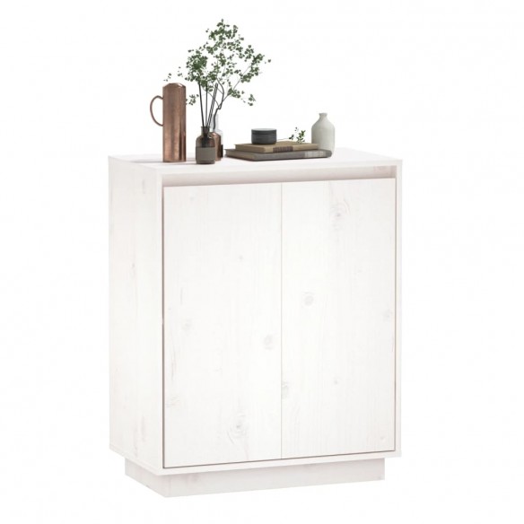 Buffet Blanc 60x34x75 cm Bois massif de pin