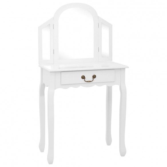 Coiffeuse et tabouret Blanc 65x36x128 cm Bois de paulownia MDF