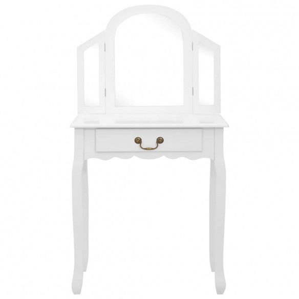 Coiffeuse et tabouret Blanc 65x36x128 cm Bois de paulownia MDF