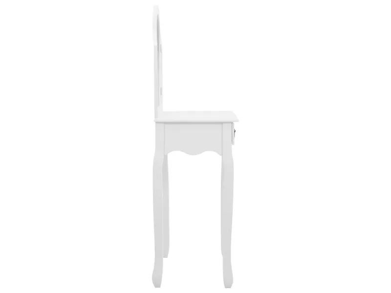 Coiffeuse et tabouret Blanc 65x36x128 cm Bois de paulownia MDF