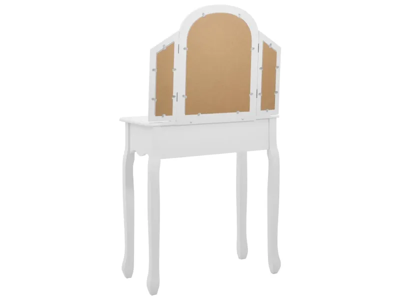 Coiffeuse et tabouret Blanc 65x36x128 cm Bois de paulownia MDF