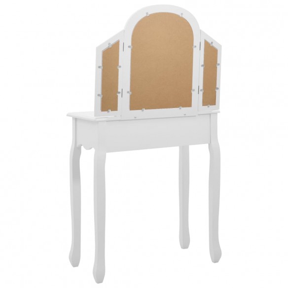 Coiffeuse et tabouret Blanc 65x36x128 cm Bois de paulownia MDF