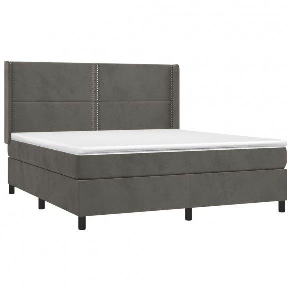 Cadre de lit matelas et LED Gris foncé 160x200 cm