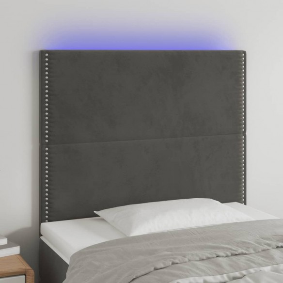 Tête de lit à LED Gris foncé 80x5x118/128 cm Velours