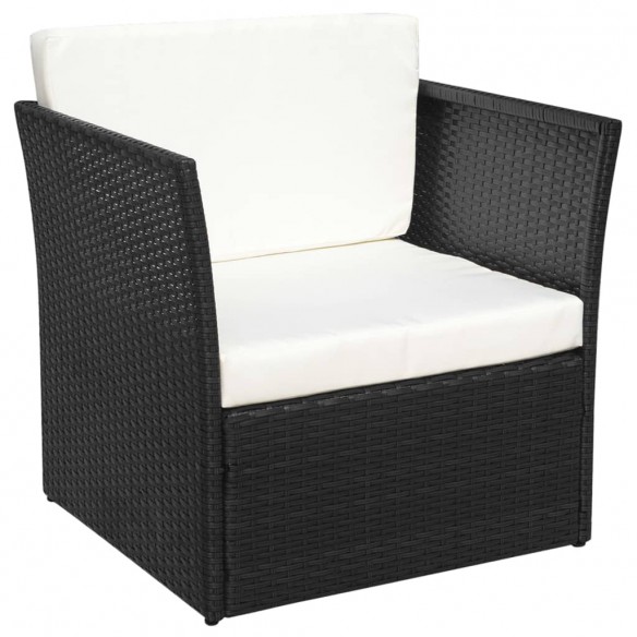 Chaise de jardin avec tabouret Noir Résine tressée