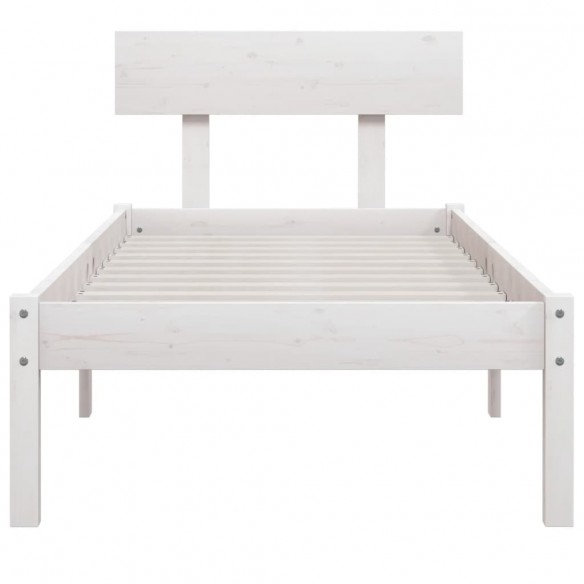 Cadre de lit Blanc Bois de pin massif 100x200 cm