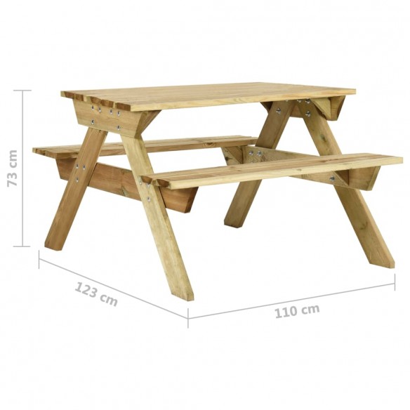 Table de pique-nique et bancs 110x123x73cm Bois de pin imprégné