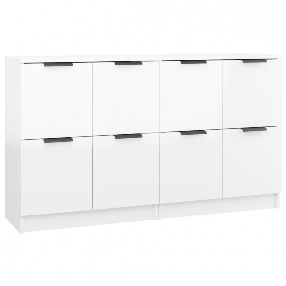 Buffets 2 pcs Blanc Brillant 60x30x70 cm Bois d'ingénierie