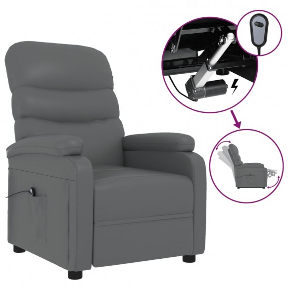 Fauteuil inclinable électrique Gris Similicuir