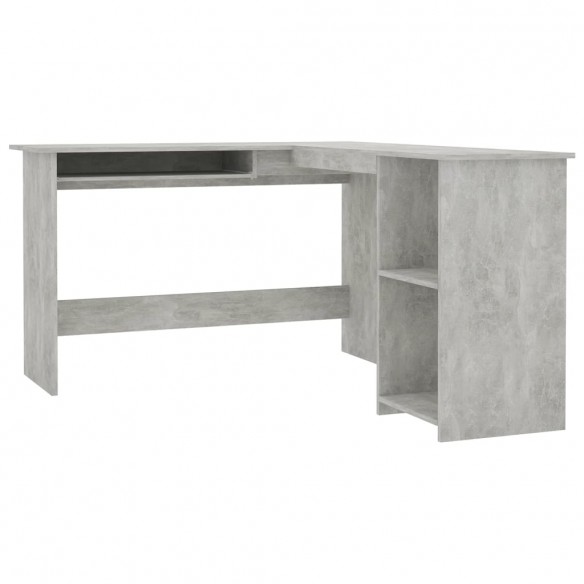 Bureau d'angle en forme de L Gris Béton 120x140x75 cm Aggloméré