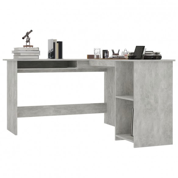 Bureau d'angle en forme de L Gris Béton 120x140x75 cm Aggloméré