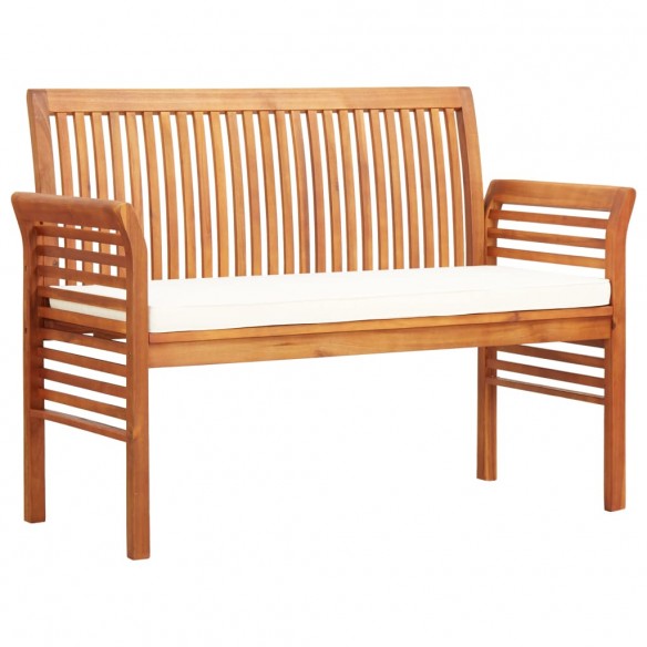 Banc de jardin 2 places avec coussin 120cm Bois d'acacia massif