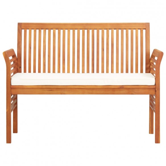 Banc de jardin 2 places avec coussin 120cm Bois d'acacia massif