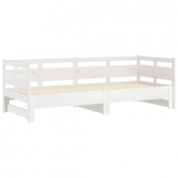 Lit coulissant Blanc Bois de pin massif 2x(90x200) cm