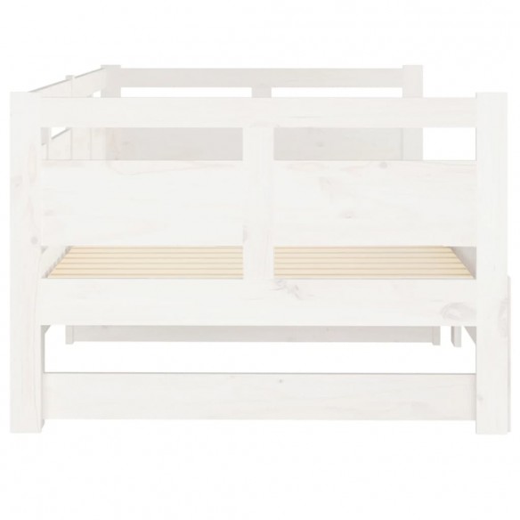 Lit coulissant Blanc Bois de pin massif 2x(90x200) cm