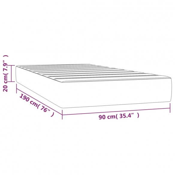 Matelas de lit à ressorts ensachés Noir 90x190x20 cm Velours