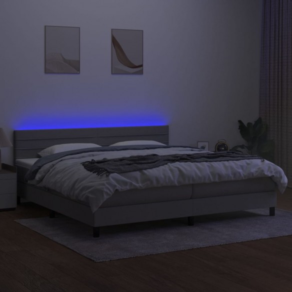 Cadre de lit matelas LED Gris clair 200x200 cm Tissu