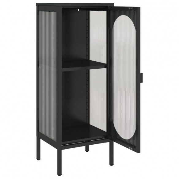 Buffet noir 40x35x105 cm verre et acier