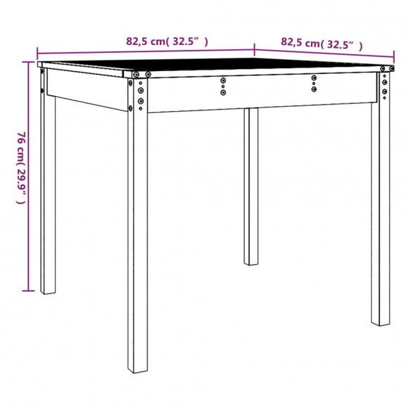 Table de jardin gris 82,5x82,5x76 cm bois massif de pin