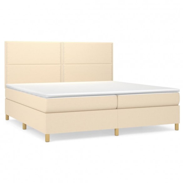 Cadre de lit avec matelas Crème 200x200 cm Tissu