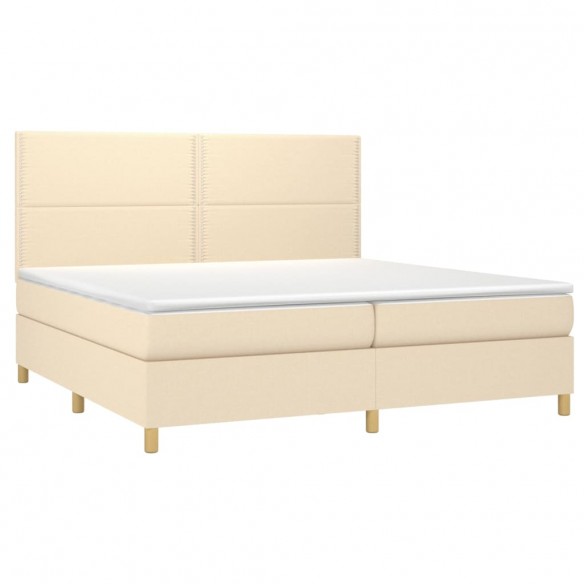 Cadre de lit avec matelas Crème 200x200 cm Tissu