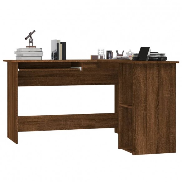 Bureau d'angle chêne marron 120x140x75 cm bois d'ingénierie