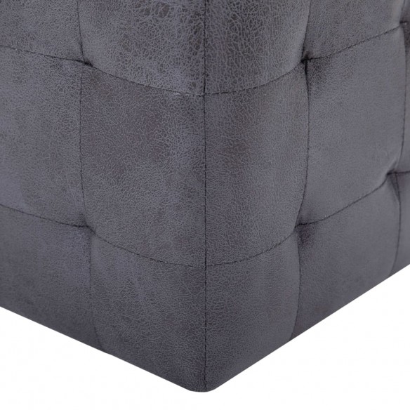 2 pcs Poufs Gris 30 x 30 x 30 cm Similicuir daim