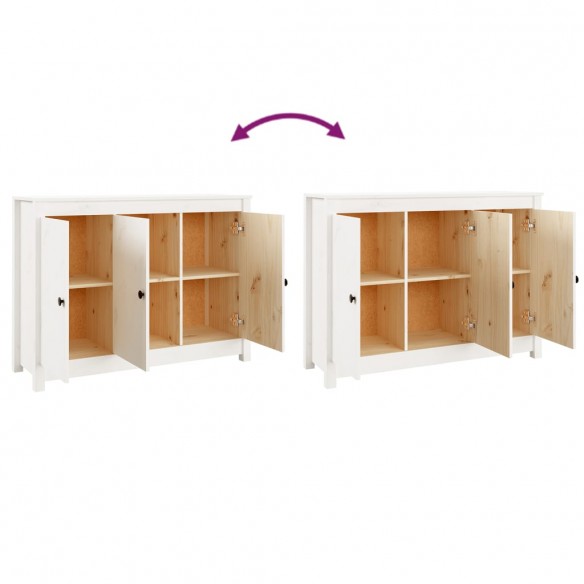 Buffet Blanc 100x35x74 cm Bois massif de pin