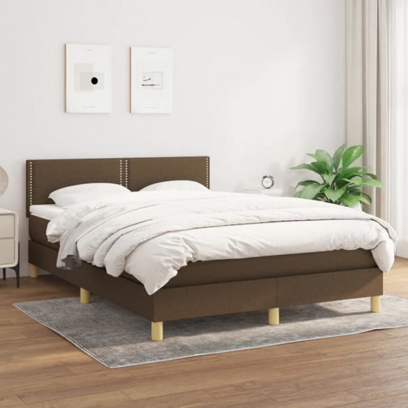 Cadre de lit avec matelas Marron foncé 140x190 cm