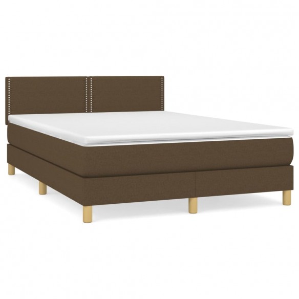 Cadre de lit avec matelas Marron foncé 140x190 cm