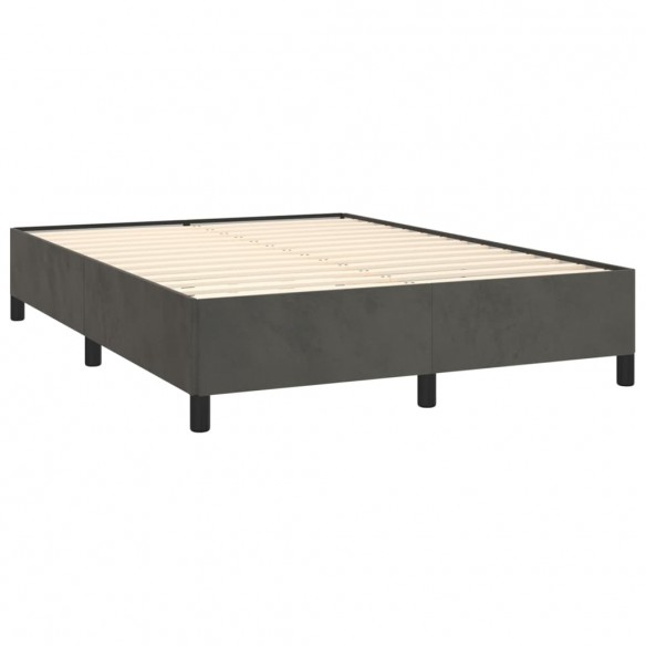 Cadre de lit et matelas Gris foncé 140x190cm Velours