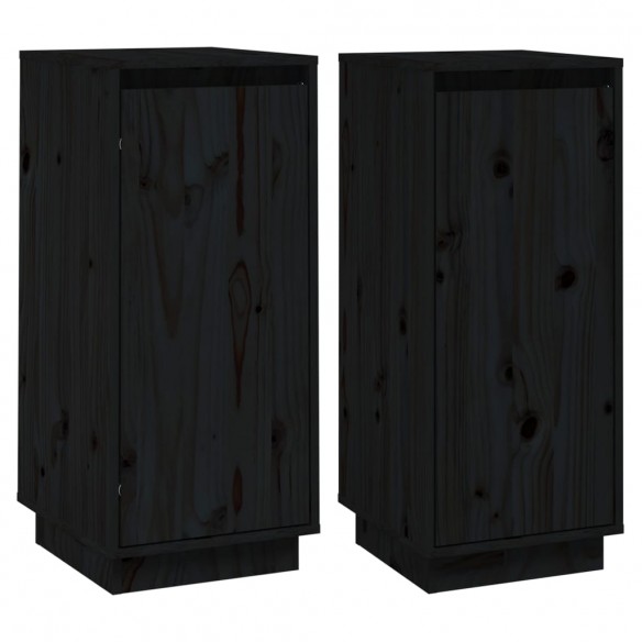 Buffets 2 pcs Noir 31,5x34x75 cm Bois massif de pin