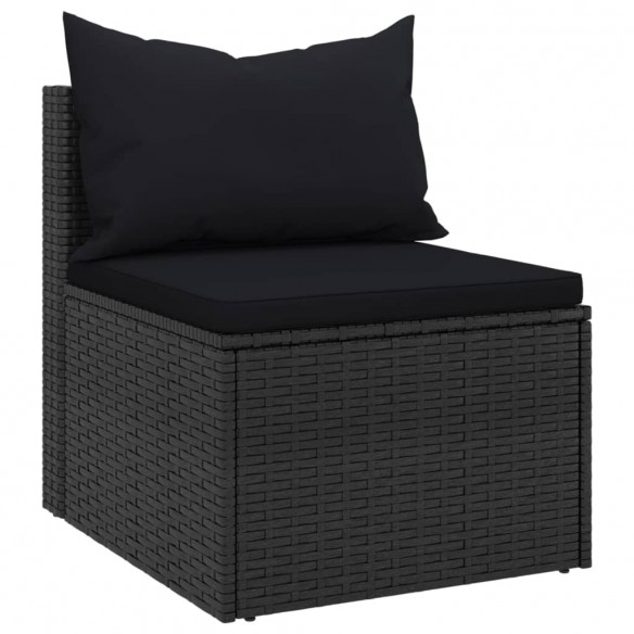 Canapés centraux de jardin et coussins 2pcs Noir Résine tressée