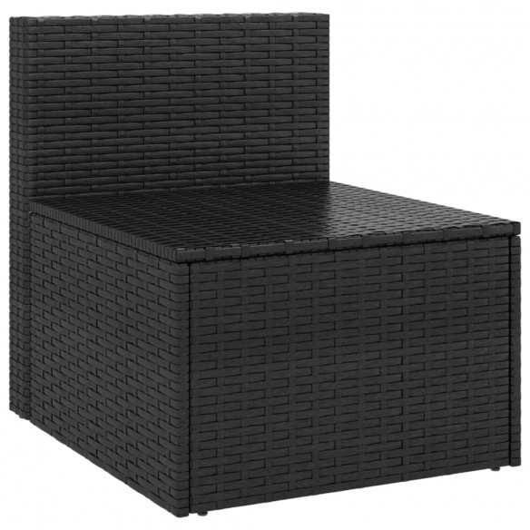 Canapés centraux de jardin et coussins 2pcs Noir Résine tressée