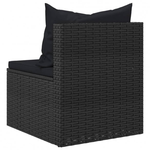 Canapés centraux de jardin et coussins 2pcs Noir Résine tressée