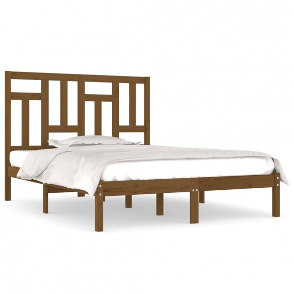 Cadre de lit Marron miel Bois massif 120x190 cm Petit Double