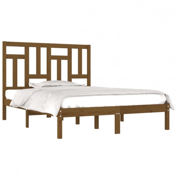 Cadre de lit Marron miel Bois massif 120x190 cm Petit Double