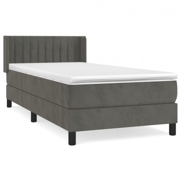 Cadre de lit et matelas Gris foncé 80x200 cm Velours