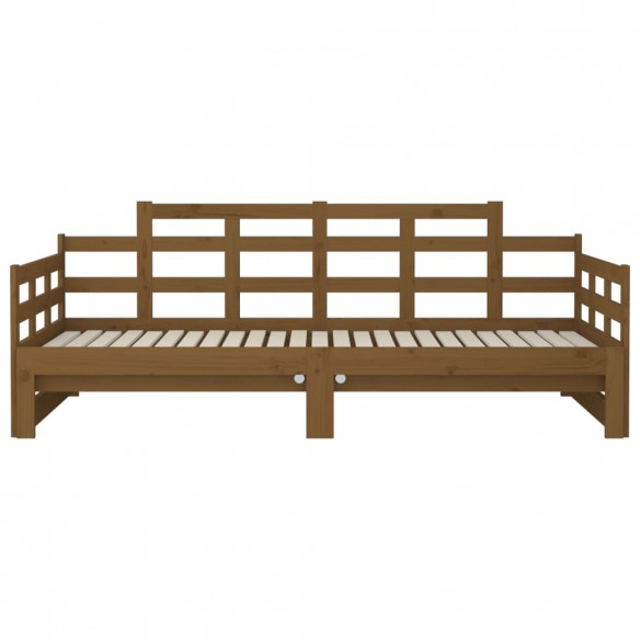 Lit coulissant Marron miel Bois de pin solide 2x(90x200) cm