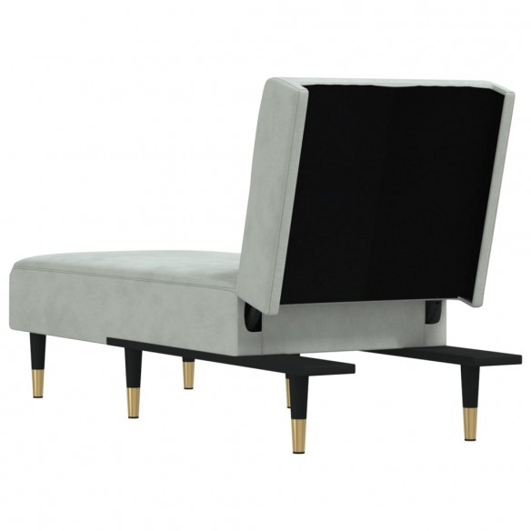 Chaise longue gris clair velours