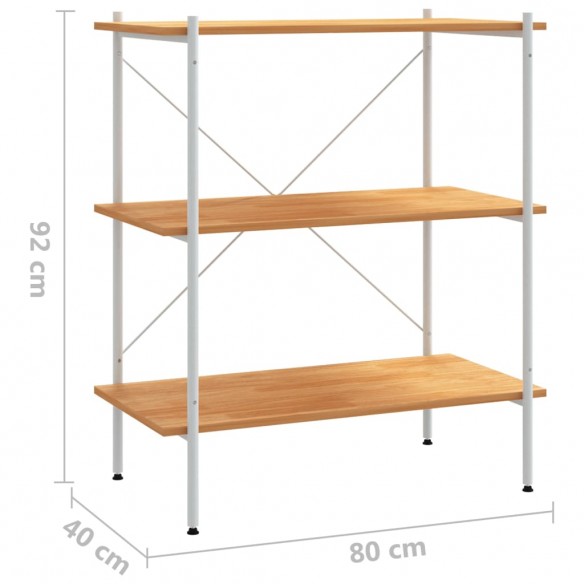 Étagère à 3 niveaux Blanc et chêne 80x40x92 cm