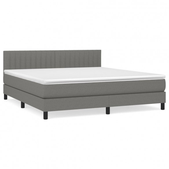 Cadre de lit avec matelas Gris foncé 180x200cm Tissu