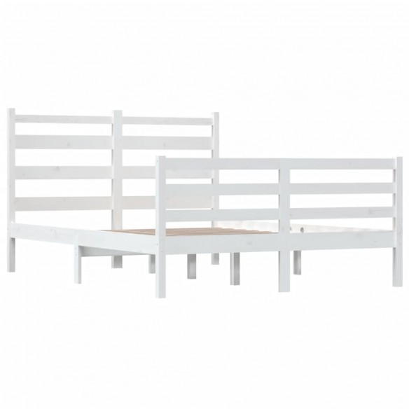 Cadre de lit Bois de pin massif 160x200 cm Blanc