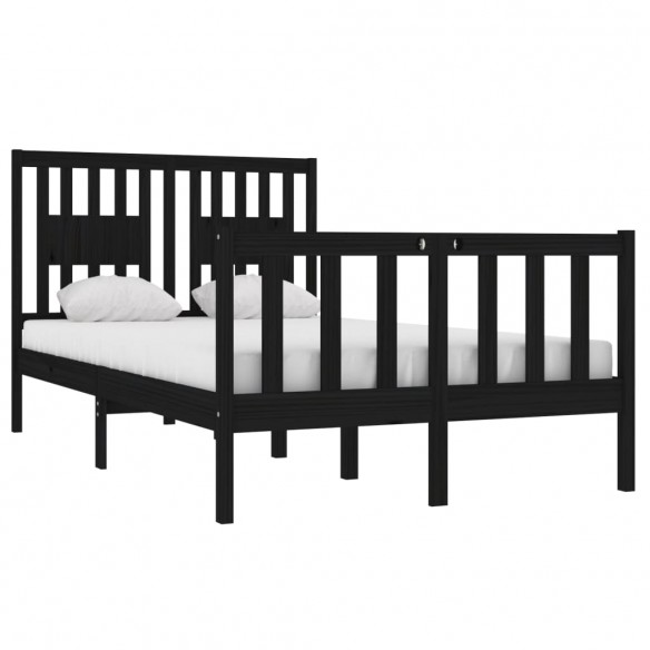 Cadre de lit Noir Bois massif 120x190 cm Petit Double