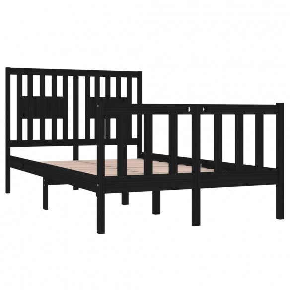 Cadre de lit Noir Bois massif 120x190 cm Petit Double