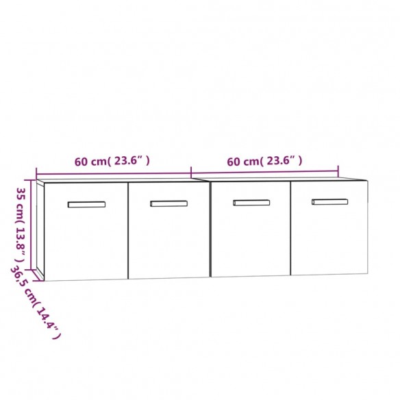 Armoires murales 2pcs Chêne brun 60x36,5x35cm Bois d'ingénierie