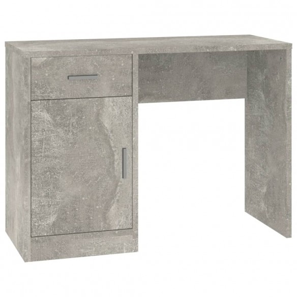 Bureau avec tiroir et armoire Gris béton 100x40x73 cm