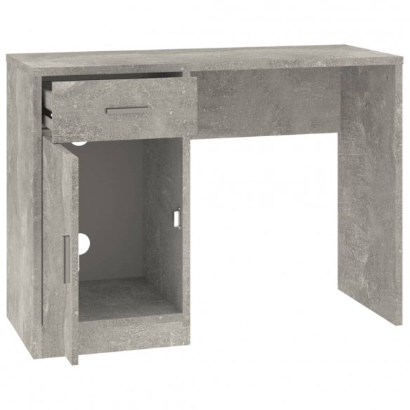 Bureau avec tiroir et armoire Gris béton 100x40x73 cm