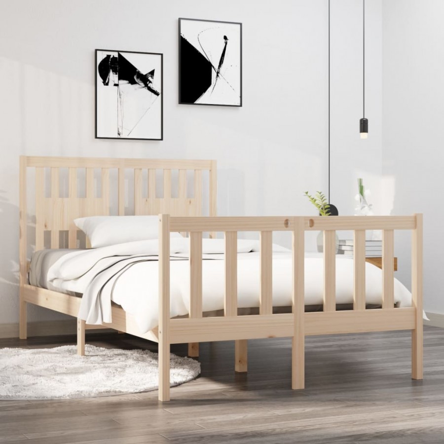 Cadre de lit bois massif 120x190 cm petit double